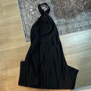 Show Me Your Mumu Black Satin Dress with Blush Label